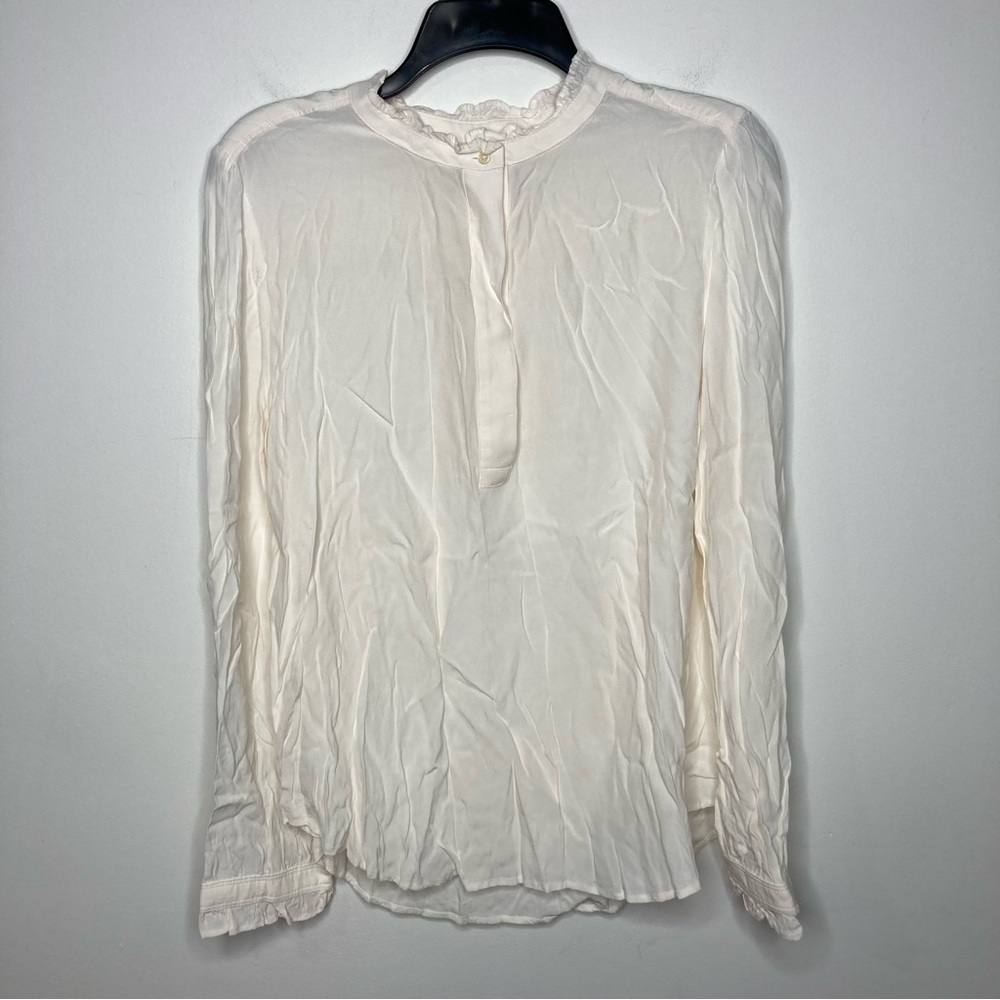 Loft ruffle collar blouse ivory size large